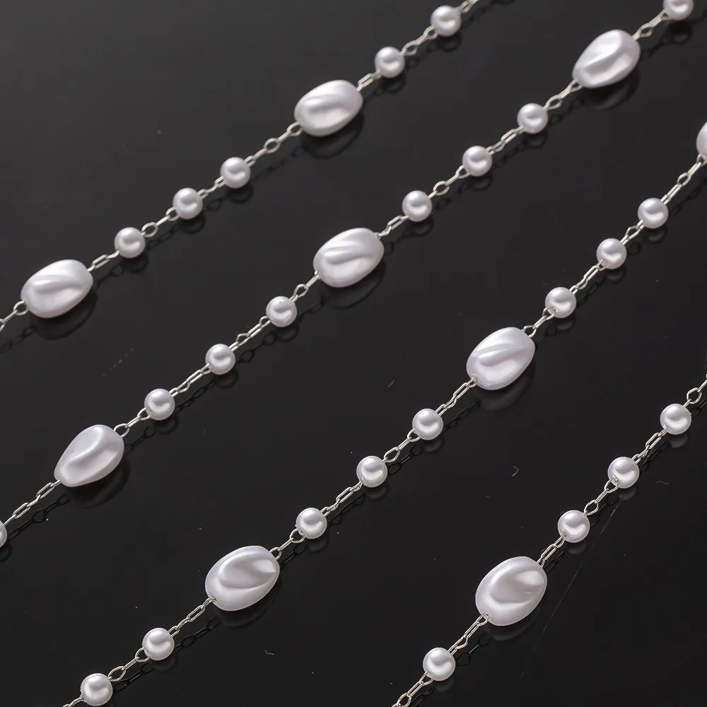 Stainless Steel Baroque Pearl Irregular Pearl Anti-rust Stainless Steel Chain Steel Wire Chain Clothing Accessory view 4