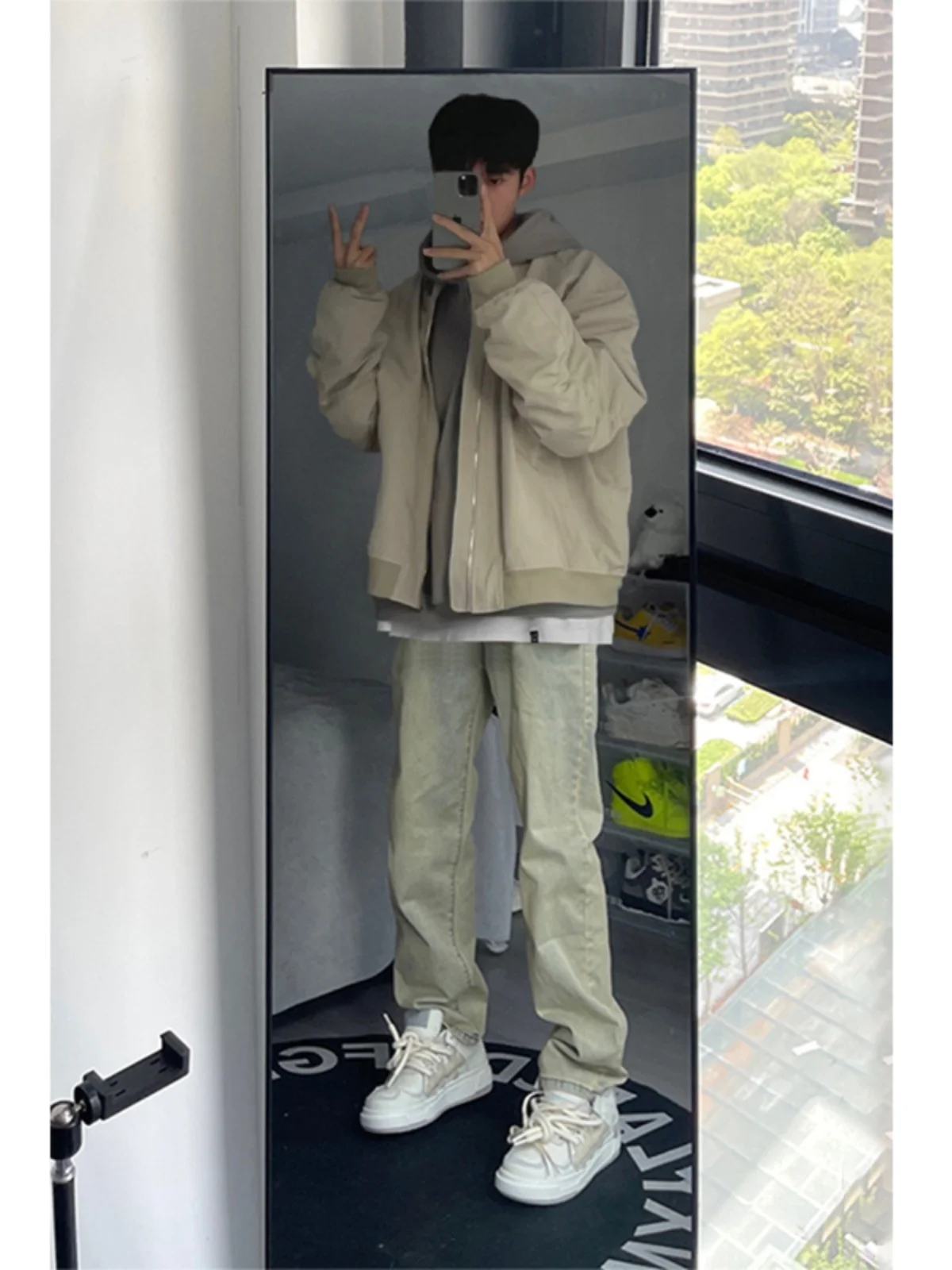 

Мужские джинсы Cleanfit цвета грязи, в американском ретро-стиле, с высокой талией, прямые, слегка расклешенные, молодежный тренд, осенняя коллекция