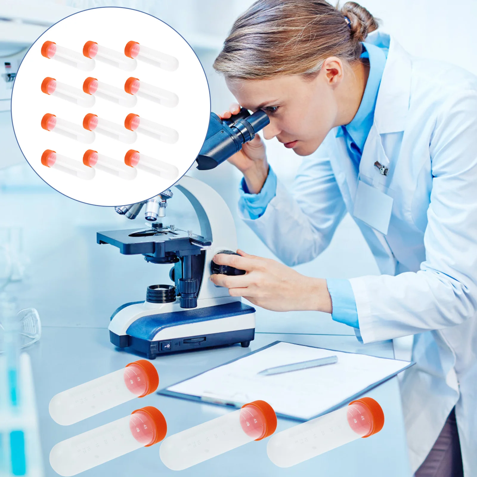 

100Pcs 50Ml Plastic Centrifuge Tubes Clear Scale Design Good Sealing Laboratory Analysis Vials Centrifuge Tube