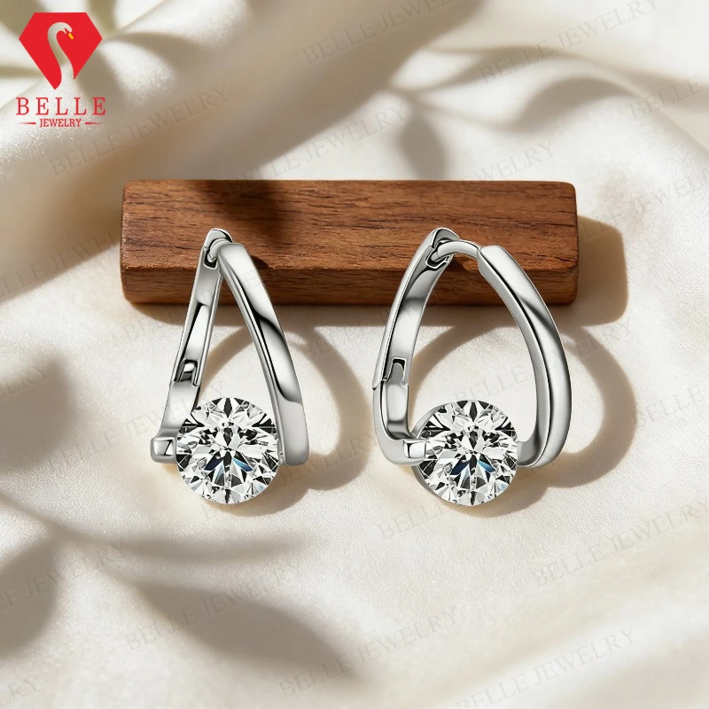 

Серьги из стерлингового серебра 925 пробы с муассанитом 1-2 карата, цвет D, круглая огранка VVS1, роскошные ювелирные изделия, подарок для женщин на День рождения, День святого Валентина