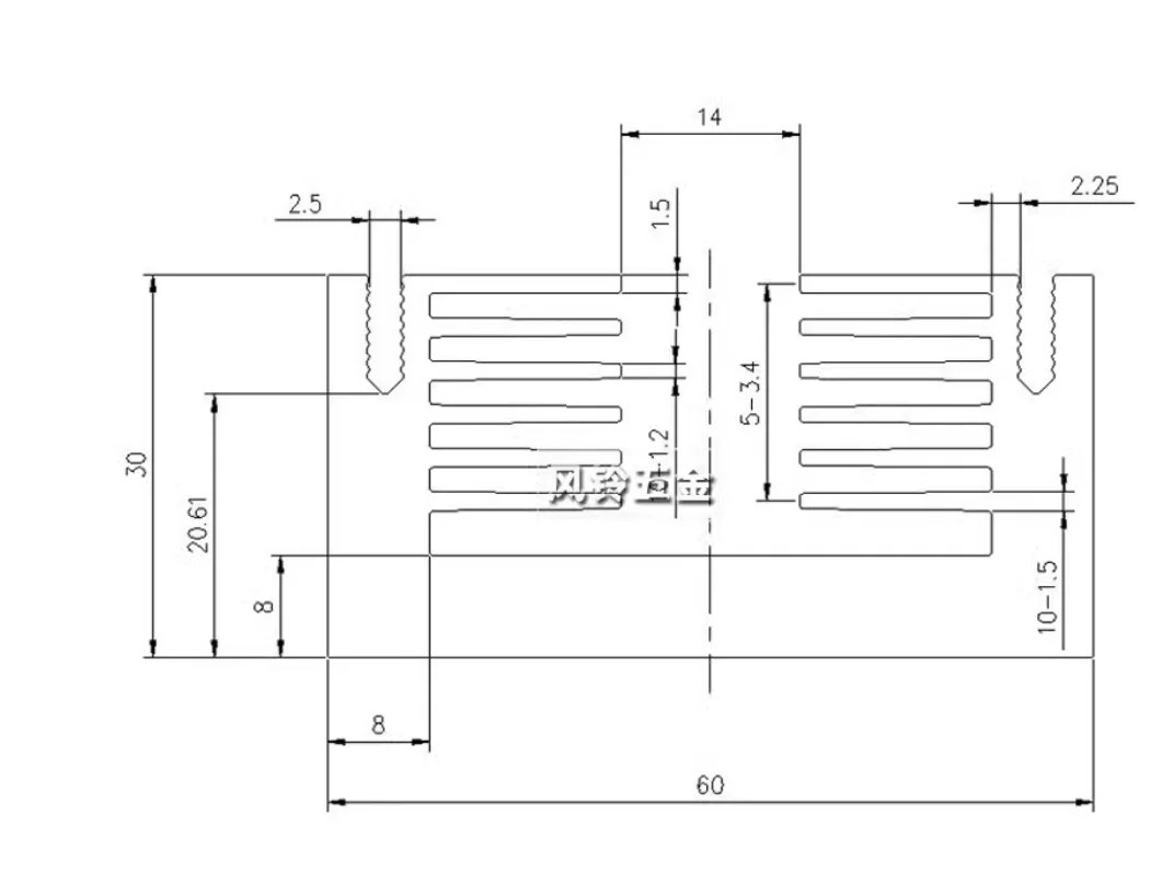 High-power chip air-cooled radiator profile thickened 60*30*100 electronic power tube radiator fin customization