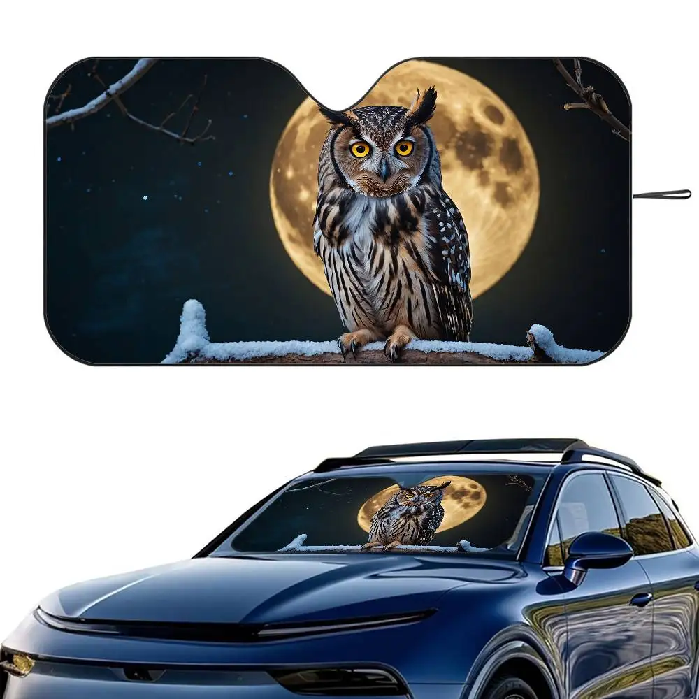 

Солнцезащитный козырек для автомобиля с милым рисунком совы, лобовое стекло, складной трехслойный изоляционный солнцезащитный козырек от присоски, блоки УФ-лучей, солнце