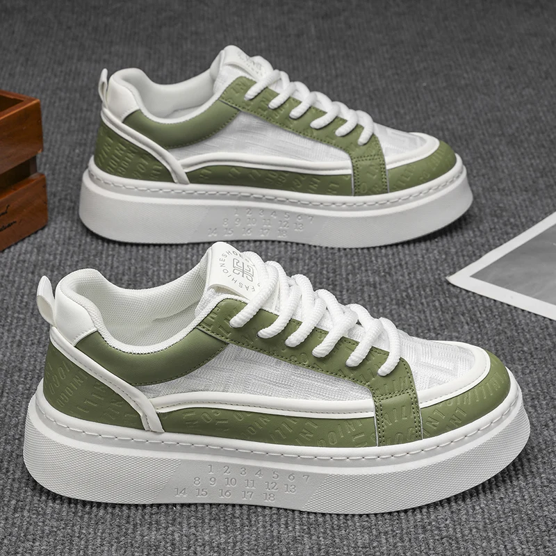 

Мужская обувь для скейтбординга, дышащие плотные модные уличные повседневные кроссовки на толстой подошве на плоской подошве, уличная удобная мужская повседневная обувь