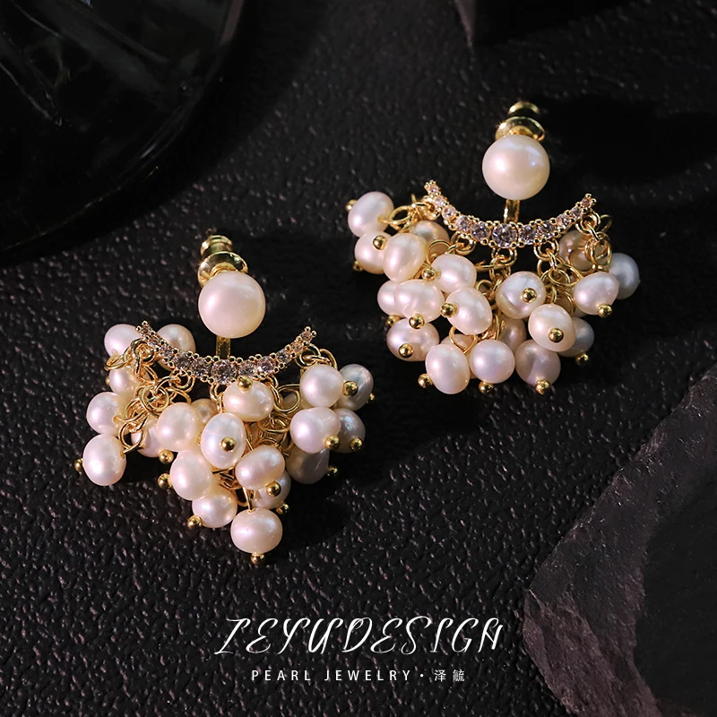 Two-Way Natural Freshwater Pearl Earrings Handcrafted Design High-Quality Earrings Gift for Wife Girlfriend GE1527A