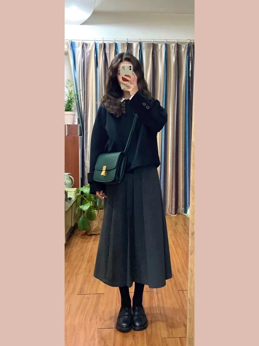 เสื้อแจ็คเก็ตสไตล์เกาหลีแบบเซียวเซียงเฟิงสำหรับผู้หญิง ผ้าขนสัตว์ฝรั่งเศส เสื้อโค้ทสั้น ฤดูใบไม้ร่วง ฤดูหนาว สไตล์ใหม่ ระดับไฮเอนด์ สวยมาก สำหรับเด็กเล็ก