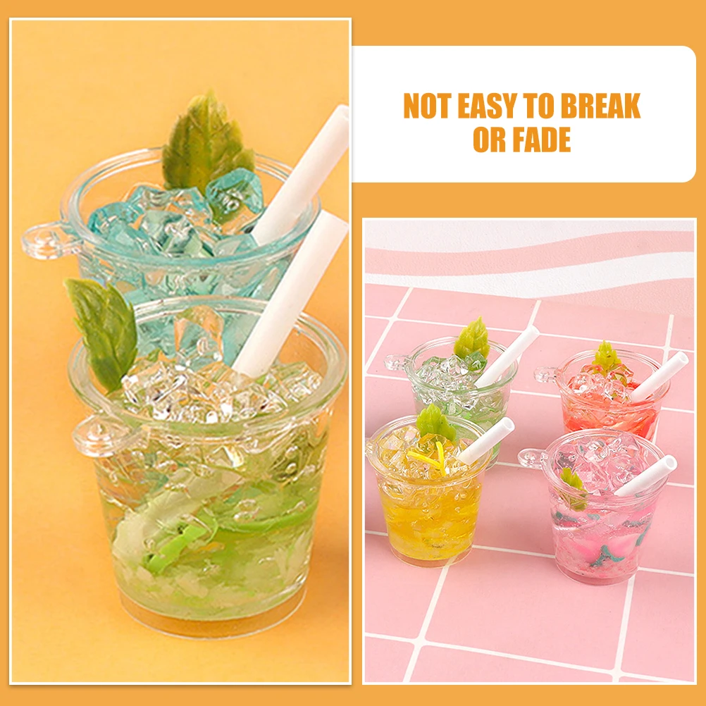 

4pcs Mini House Fake Beverage Resin Simulated Kitchen Simulated Mini Drinks Scene Mixed Color Miniature Play Set
