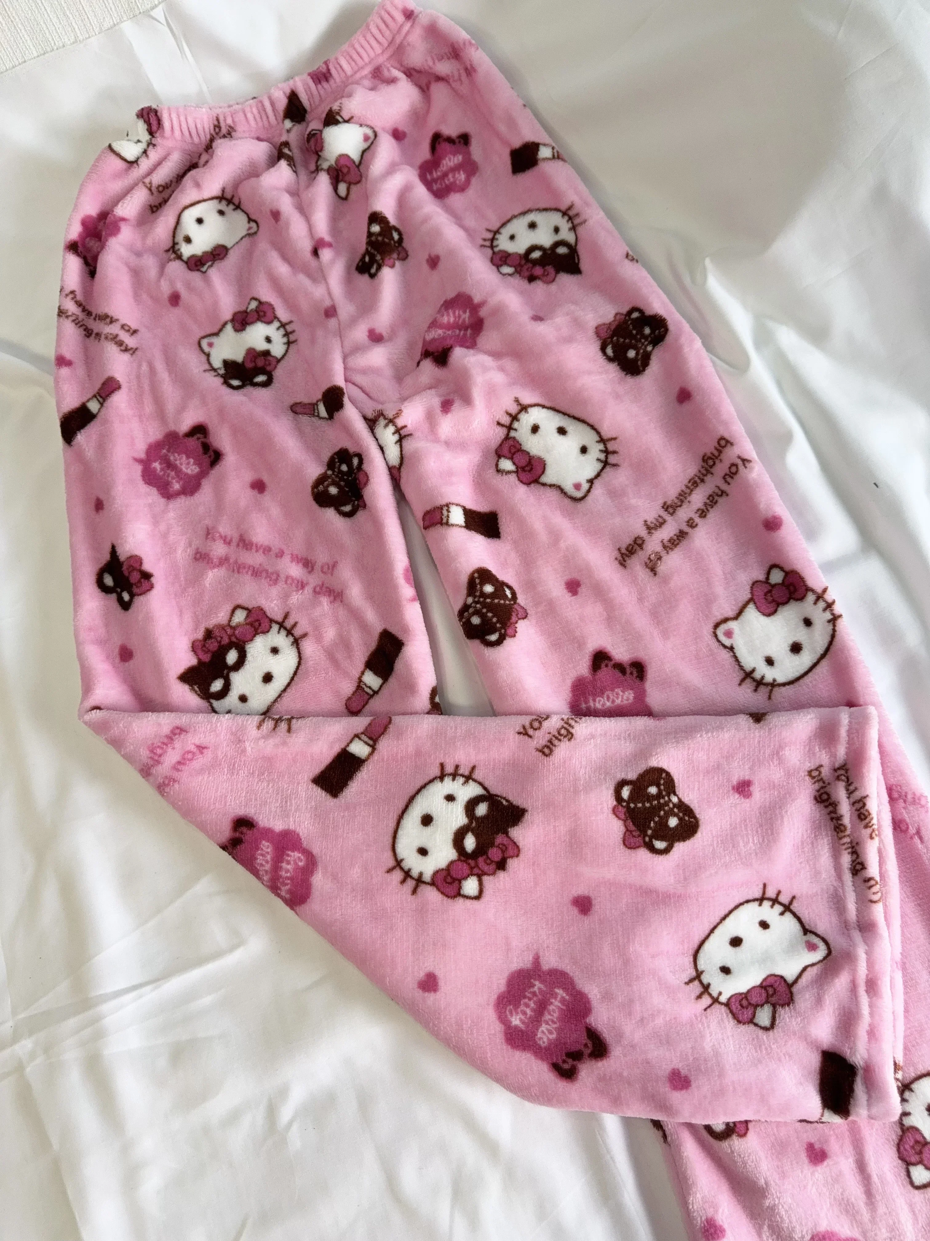 Hello Kitty Flanellen Pyjamabroek Anime Cartoon Sanrio Home Broek Kuromi Paar Thuis Nachtkleding Broek Vrije tijd Thuis Kleding