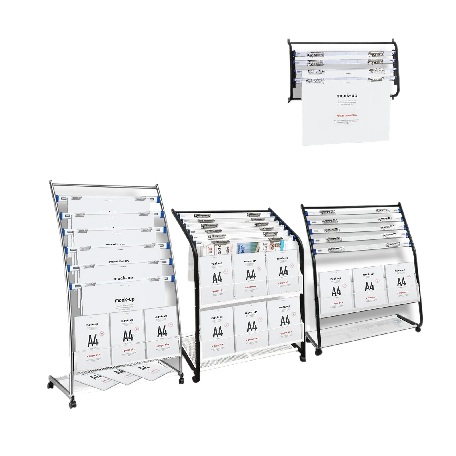 

Xiyuan metal floor-to-ceiling multi-layer newspaper rack Hanging newspaper and magazine sorting and storage rack Vertical