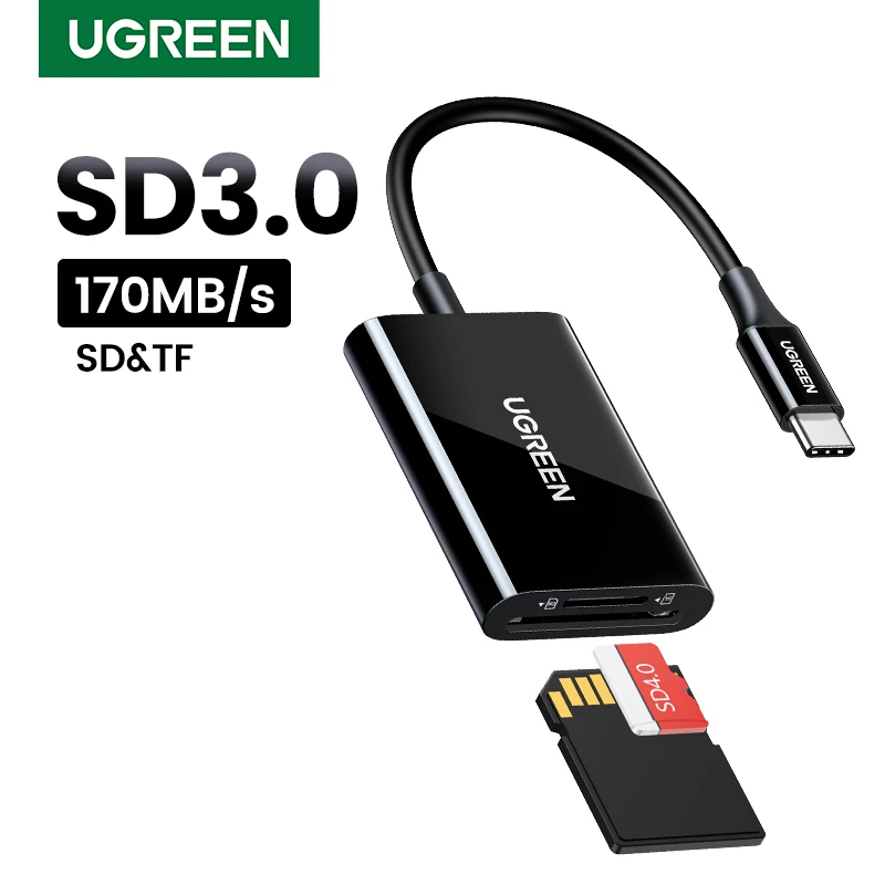 UGREEN SD3.0 Card Reader Type C to USB TF SD Card Reader 2 in 1 USB-C Memory Card for Macbook iPhone 15, Samsung Galaxy  iPad