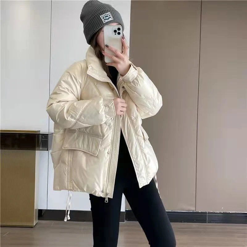 Thick Padding Short Pink Quilted Padded Jackets for Women Woman Coat Cropped Duck Down Black Korean Reviews Many Clothes Cheap