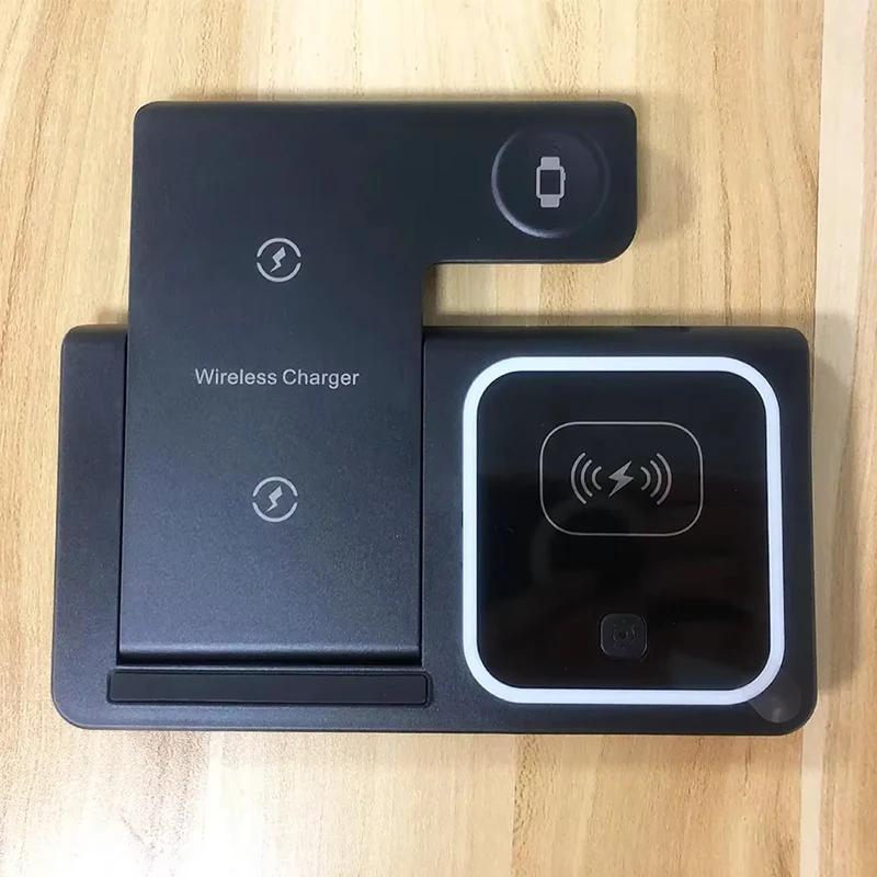 شاحن لاسلكي 3 في 1 قابل للطي بقدرة 30 وات لهواتف iPhone 16/15/14/13/8 Samsung S24/S21 & Galaxy 6/5/4 حامل شحن سريع نشط