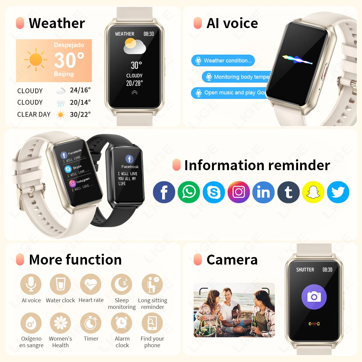 LIGE Smart Watch For Men Women Gift For Android IOS Sport Fitness Watches Outdoor Heart Rate Blood Oxygen Monitoring Smartwatch