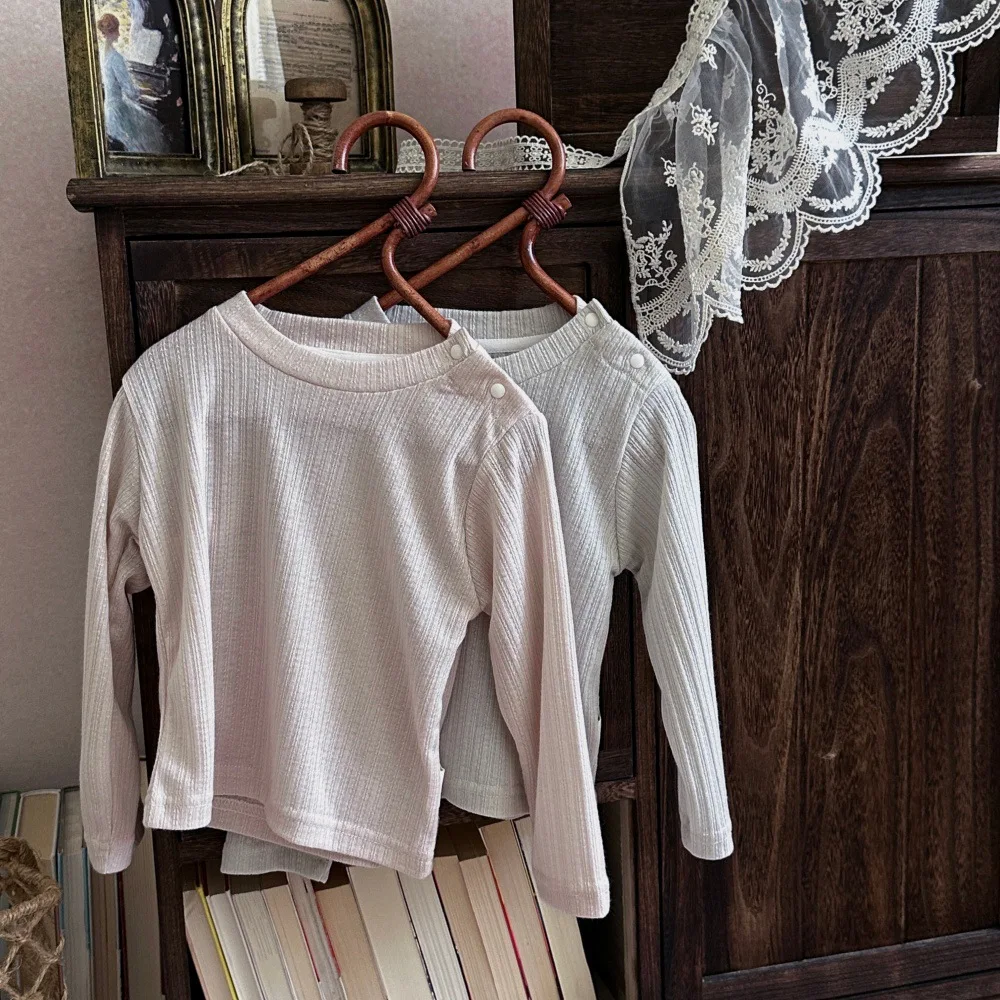 2026 Autumn New Baby Long Sleeve T Shirts Girl Hollowed Out Ribbed Bottoming Shirts Toddler Cotton Tops Infant Clothes