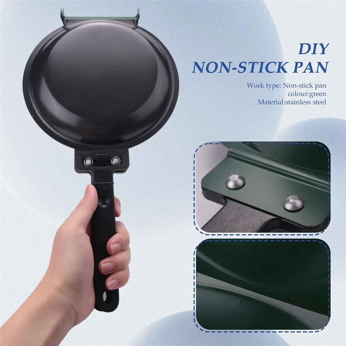 DIY Non-Stick Pan, Double-Sided Frying Pan Frying Pan Breakfast Pan, Gas and Induction Cooker UniversalJAS