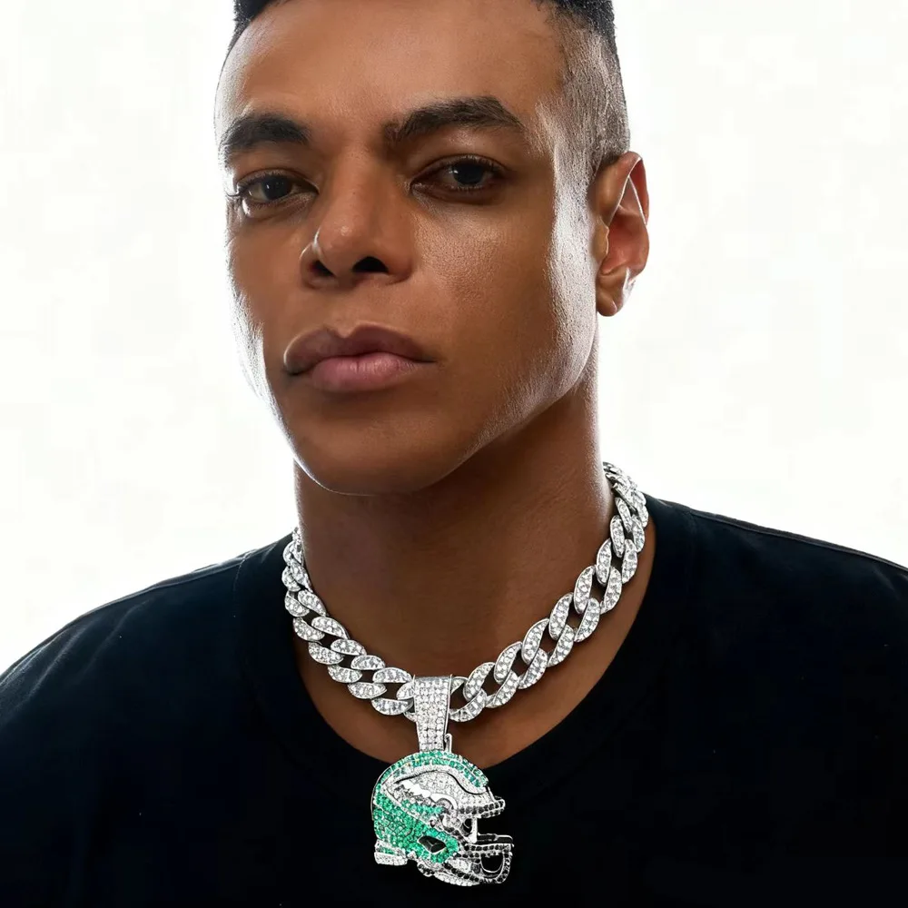 DIY accessories European and American cross-border hip-hop rock sports necklace football helmet super bowl super fashion pendant
