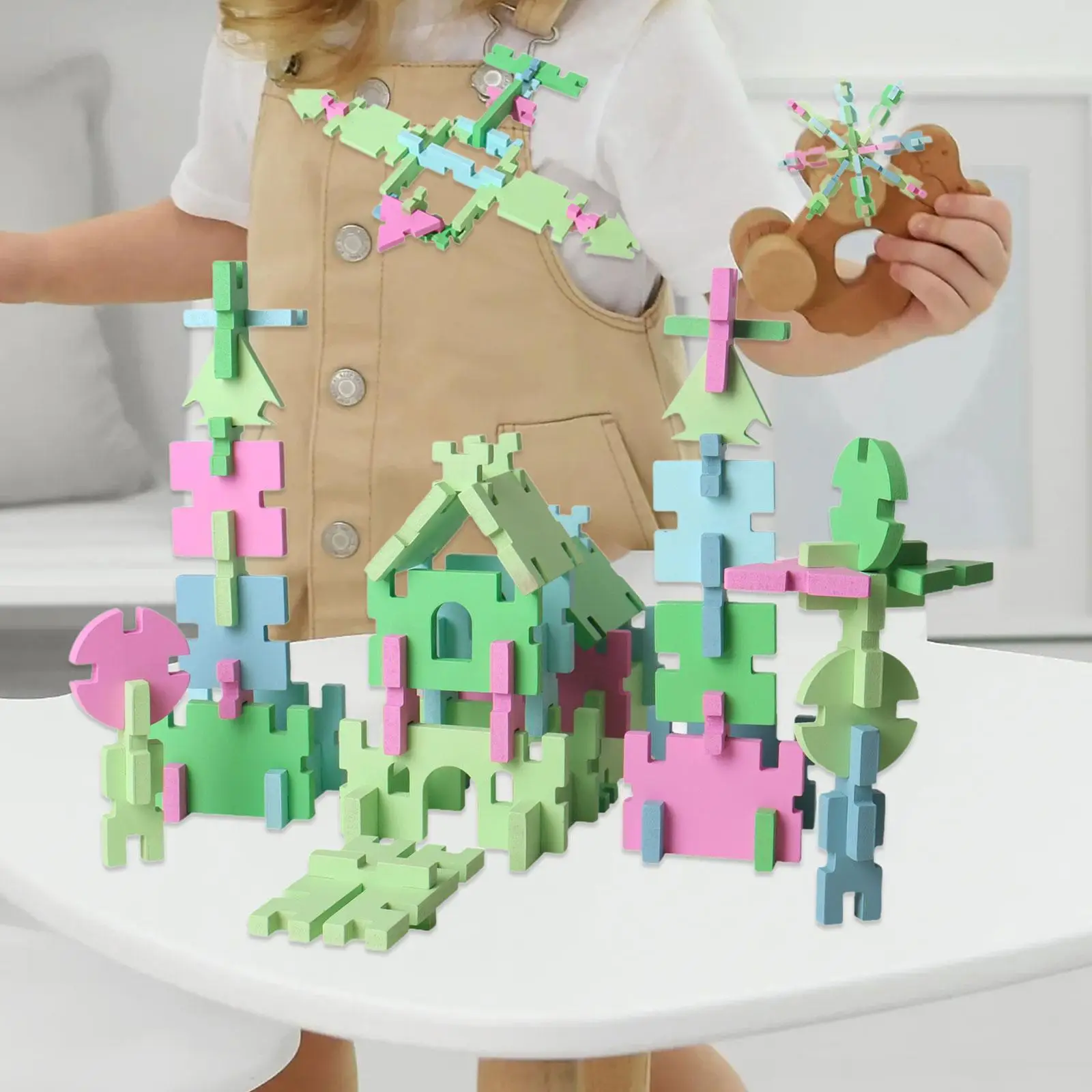 

Wooden Pattern Blocks Set Unique Birthday Gift for Children Learning Toys Hands on Ability Utility Geometric Shape Puzzles