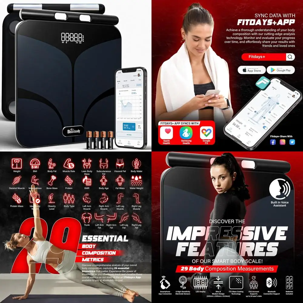 

Усовершенствованные цифровые весы для фитнеса с 29 метриками здоровья, прочным закаленным стеклом и 8 пользовательскими профилями.