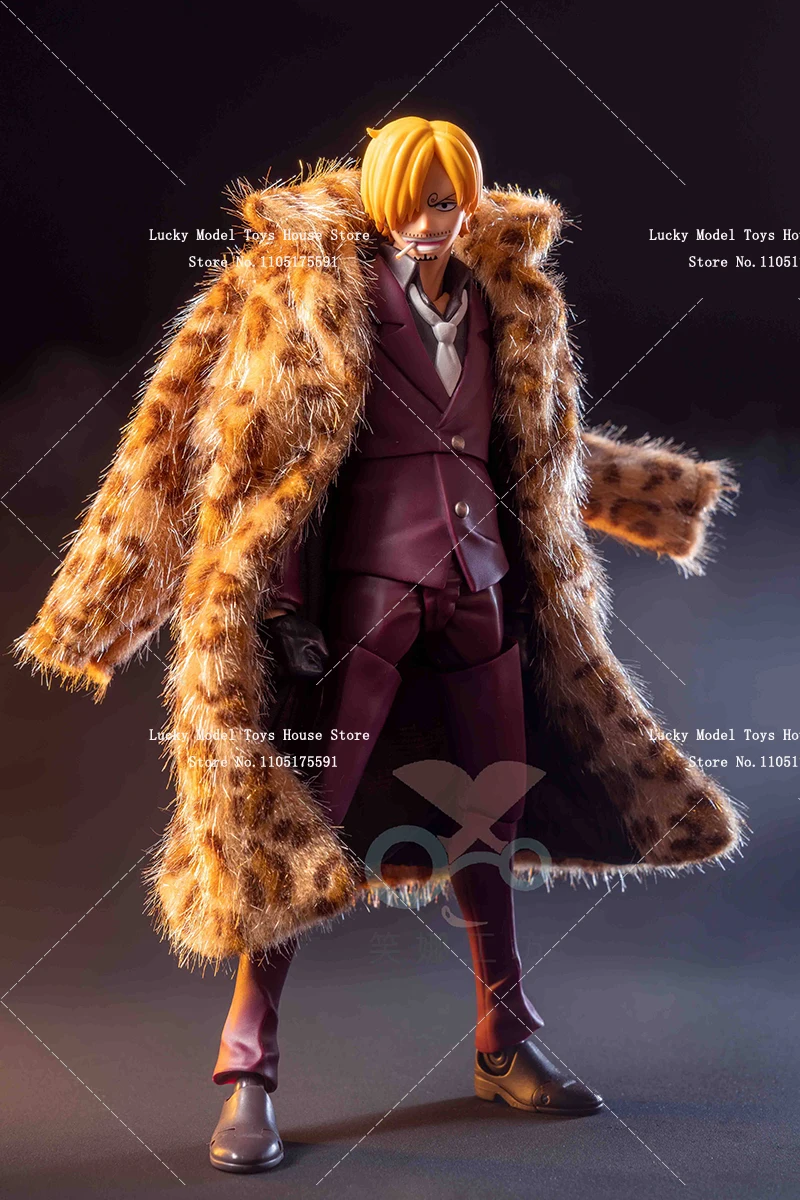 

Аксессуар для фигурки 1/12: Золотистые кудрявые волосы, брови, леопардовый меховой халат, одежда для солдата Санжи, игрушка для аниме One Piece, фигурки Shf