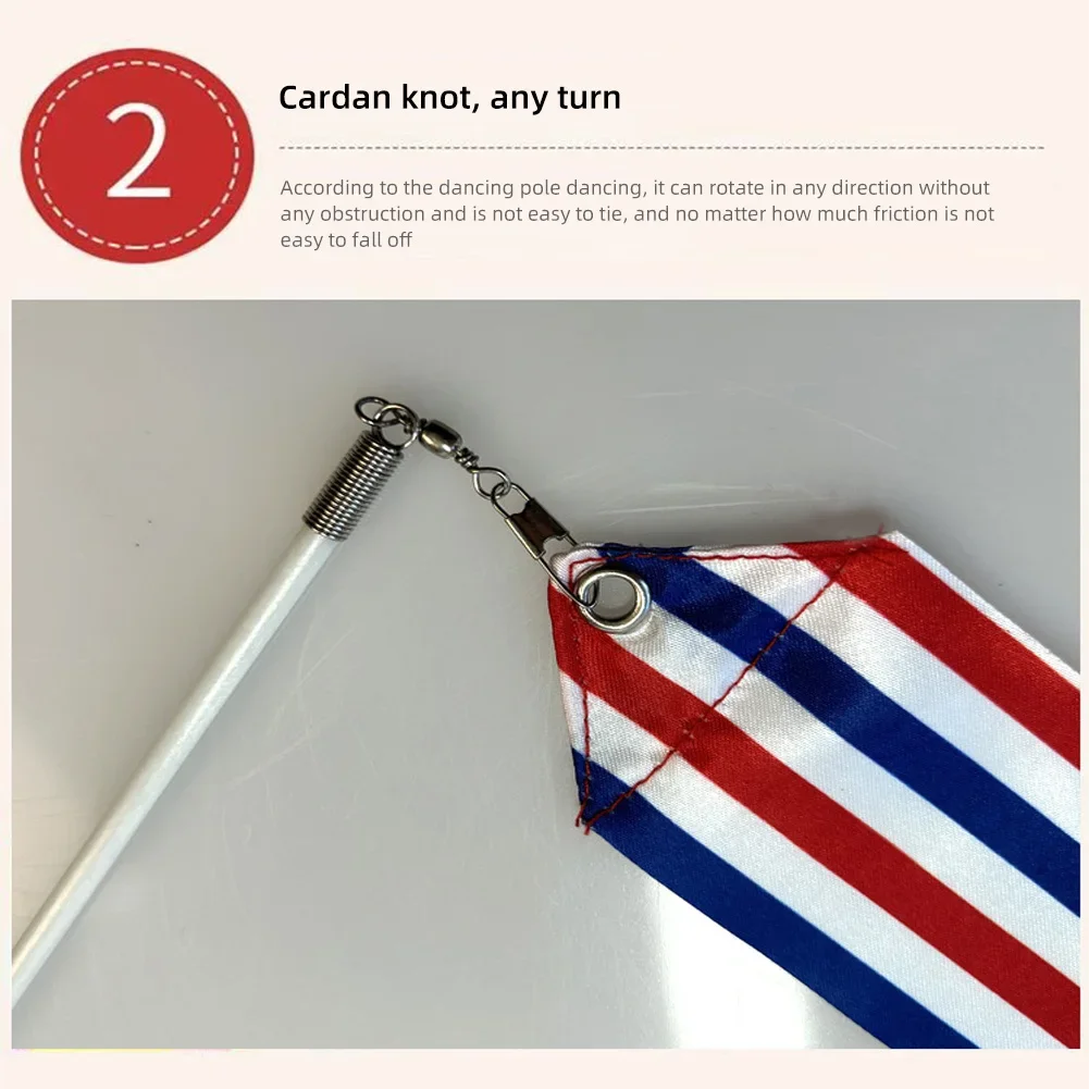 Description Picture 4 of item1.2M/2M Striped Star Gym Ribbons Baton Dance Ribbon Rhythmic Artistic Gymnastics Coloured Ribbon Sportss Training