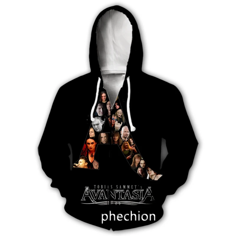 

phechion New Fashion Men/Women Avantasia 3D Print Long Sleeve Zip Hoodies Casual Men Loose Sport Zip Hoodies Tops J42