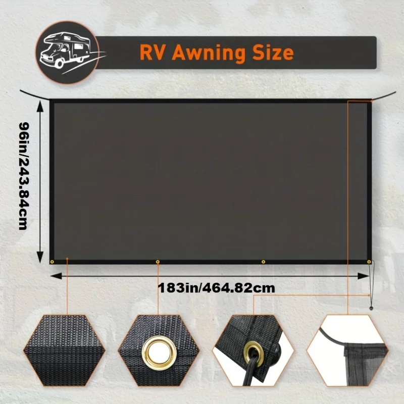 مظلة RV شبكة ظلة للحماية من الأشعة فوق البنفسجية والخصوصية RV للتخييم والسفر ومقطورة المطر المقاومة للرياح والأشعة فوق البنفسجية ومثبطات اللهب