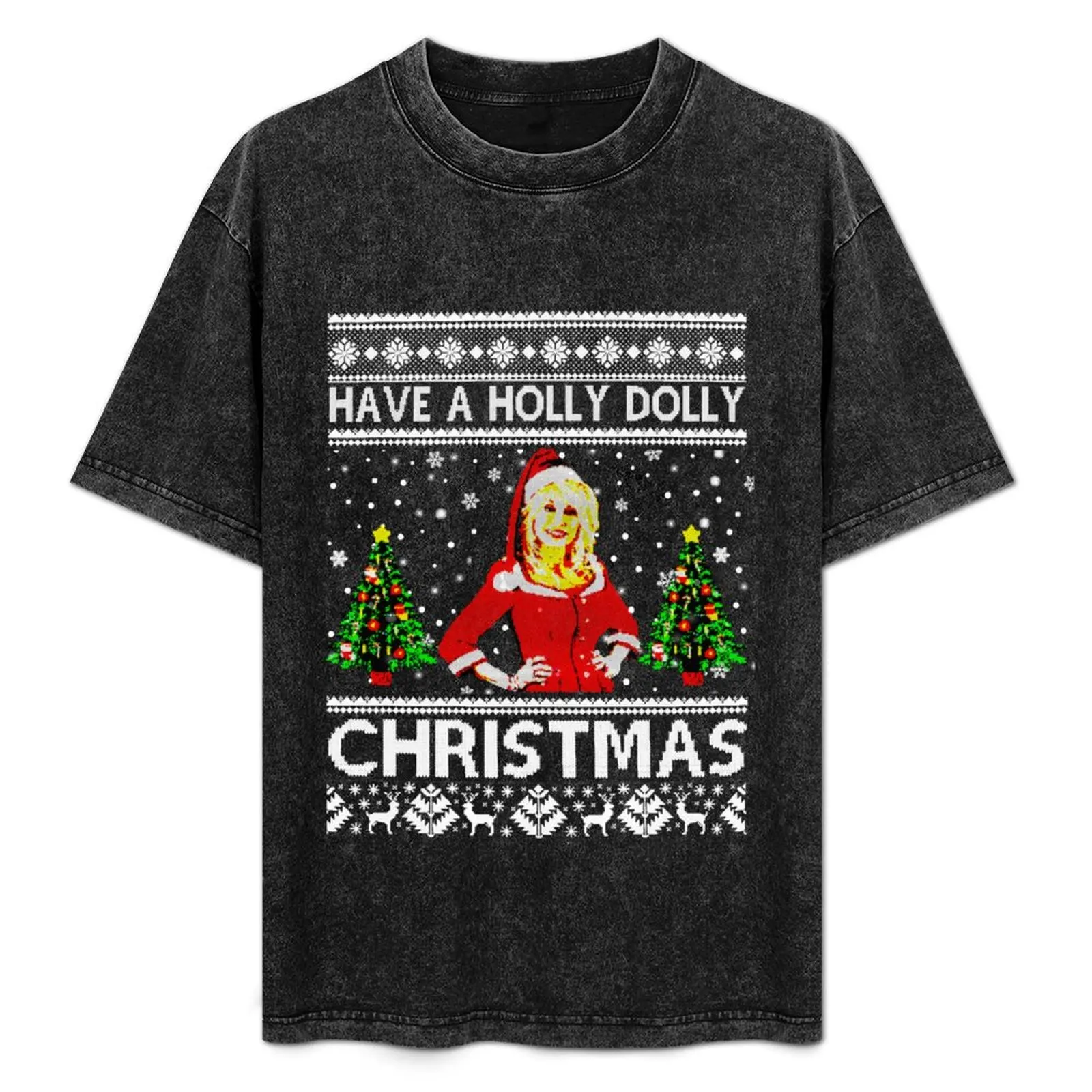 

Retro Have A Holly Dolly Christmas Parton's Music T-Shirt Plus Size Simple Casual Top