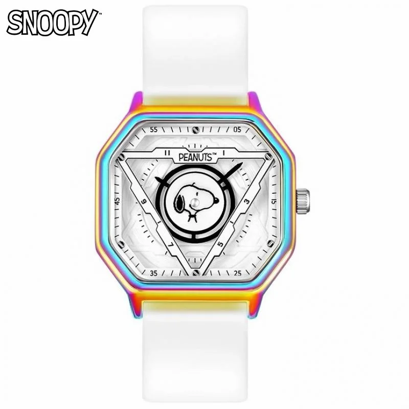 Snoopy Peanuts For Women Watch Quartz Wristwatch Unisex 3D Cartoon Rectangle Dial Silicone Strap Luminous Hands Boy Girl Relógio