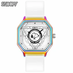 Snoopy Peanuts For Women Watch Quartz Wristwatch Unisex 3D Cartoon Rectangle Dial Silicone Strap Luminous Hands Boy Girl Relógio