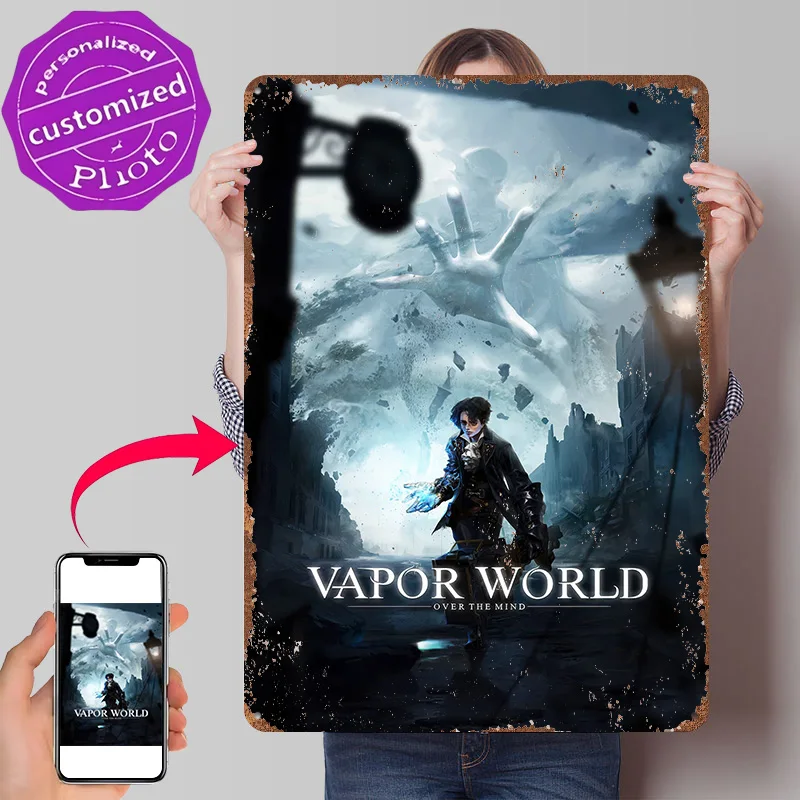 Vapor World Over the Mind Game 3D Texture Printed Poster Custom Vintage Metal Tin Plate Sign for Wall Art Room Ornaments Decor