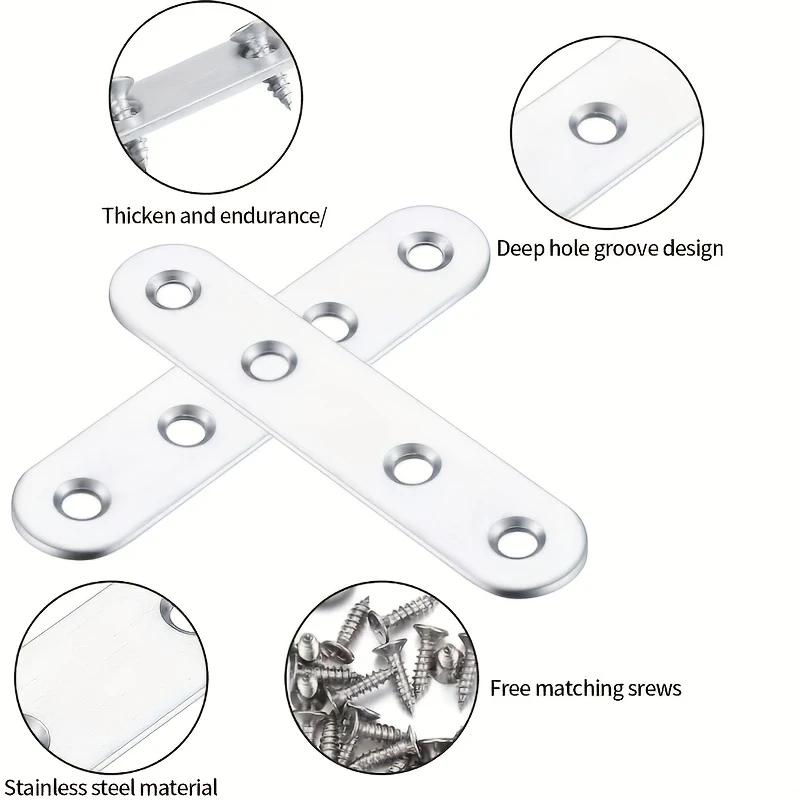 20pcs Stainless Steel Angle Brackets With 80 Screws Furniture Chair Fixed Metal Bracket Diy Woodworking Stand Home Accessories