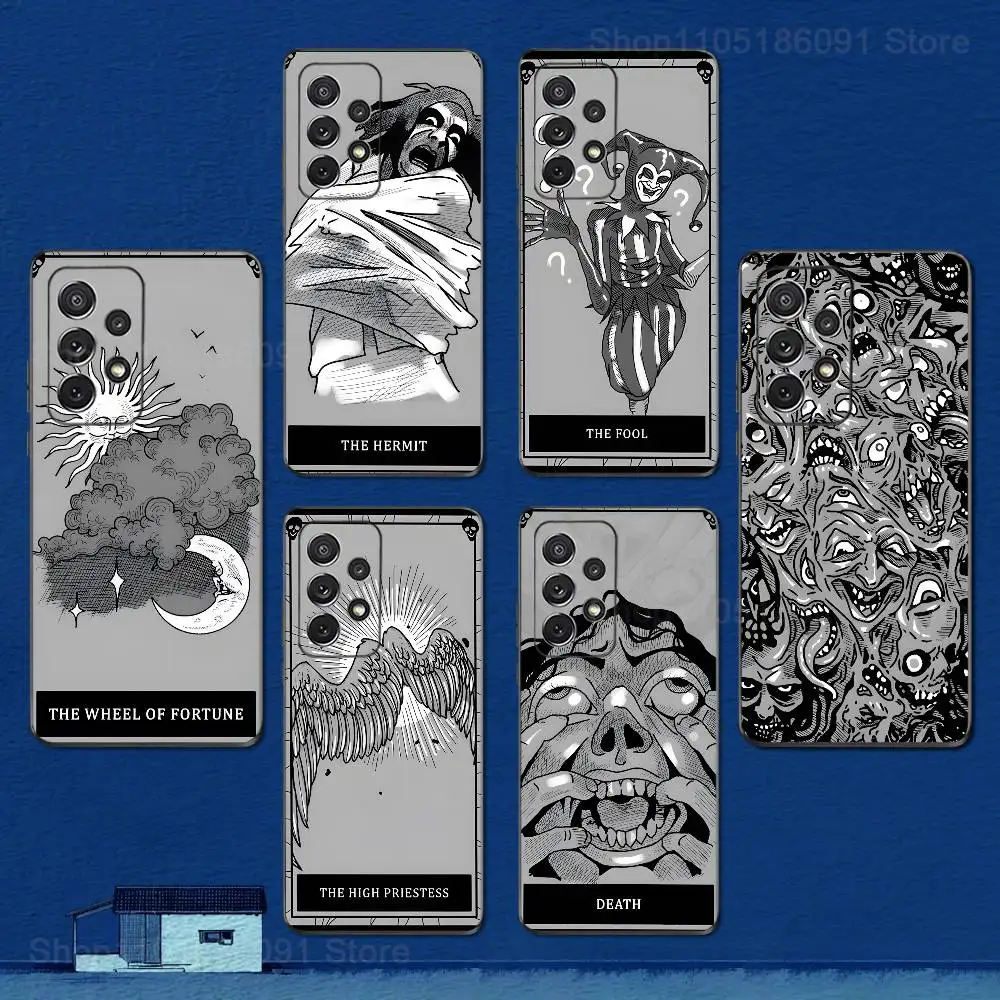 

Tarot Cards Art Belief Fear Phone Case For Samsung S22,S21,S20,S10,S9,S25,S24,S23,Ultra,FE,Plus,Lite,Soft Silicone Black Cover