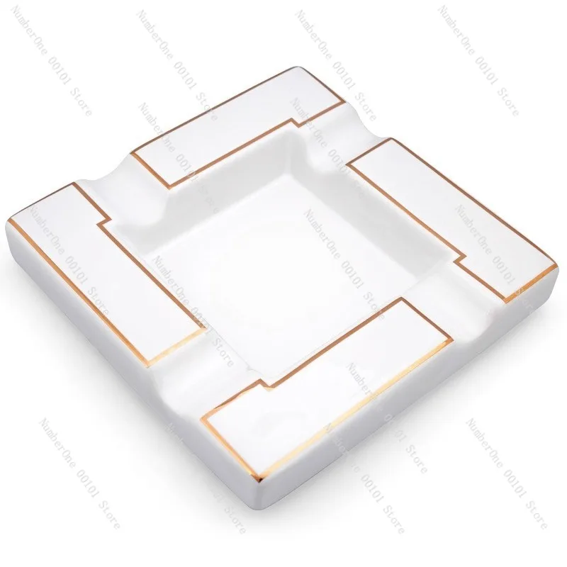 Luxury Ceramic Cigar Ashtray for Living Room Coffee Table, Light Luxury Home Cigar Accessory with Exquisite Craft Design