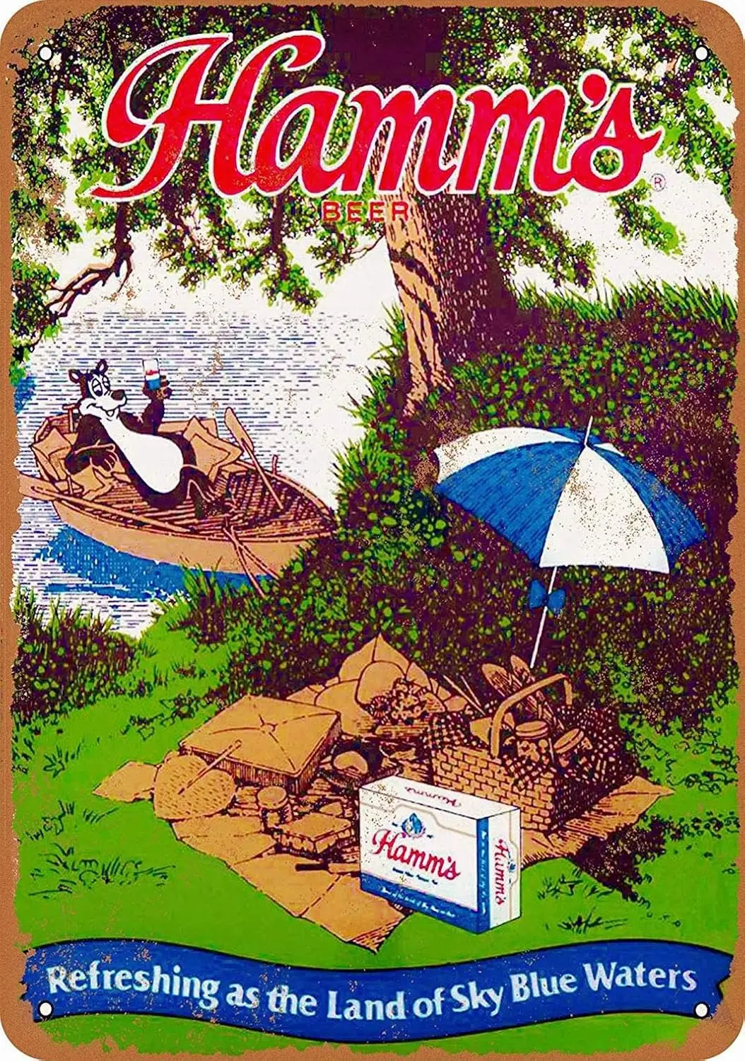 1960s Hamms Beer  Retro Tin Metal Sign Wall Decor by PaBoe