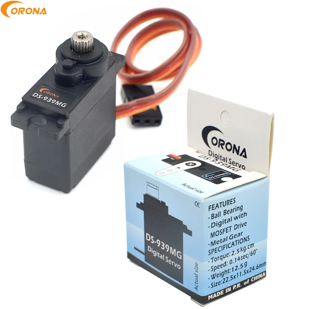 Corona DS939MG Digital Steering Gear 2.5kg / 0.14sec / 12.5g Micro Metal Gear Servo Uesd for RC Airplane Model Robot Accessories