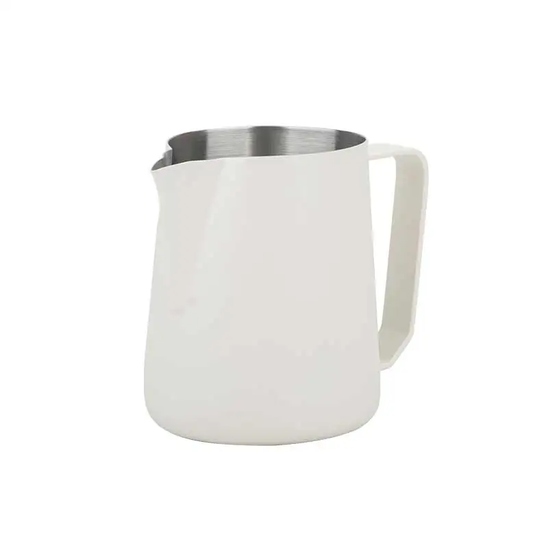 

450 ml White Paint Finish Stainless Steel Steaming Espresso Milk Cup Pointed Beak Food Grade Coffee Milk Pitcher with Scale