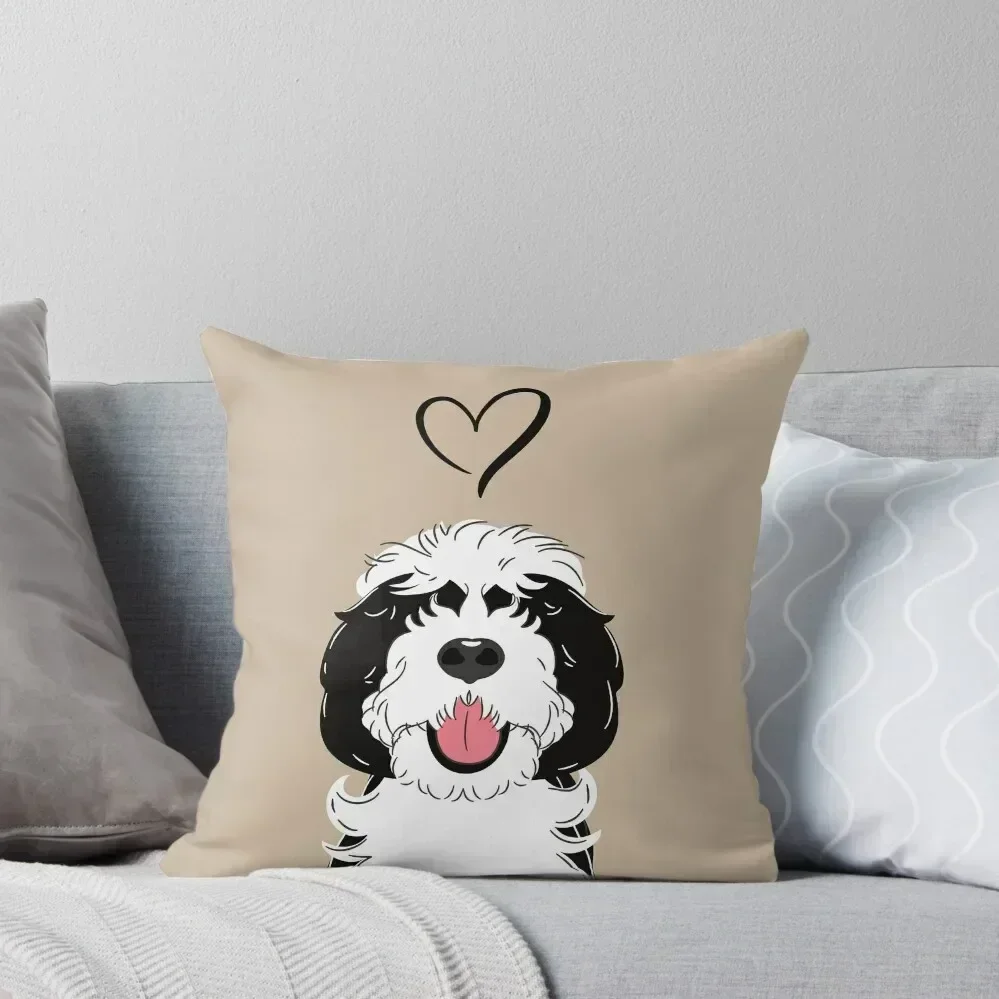 

LOVE Black and White Sheepadoodle 1 Throw Throw Pillow Cushion Covers For Living Room Christmas Covers Cushions For Sofa pillow