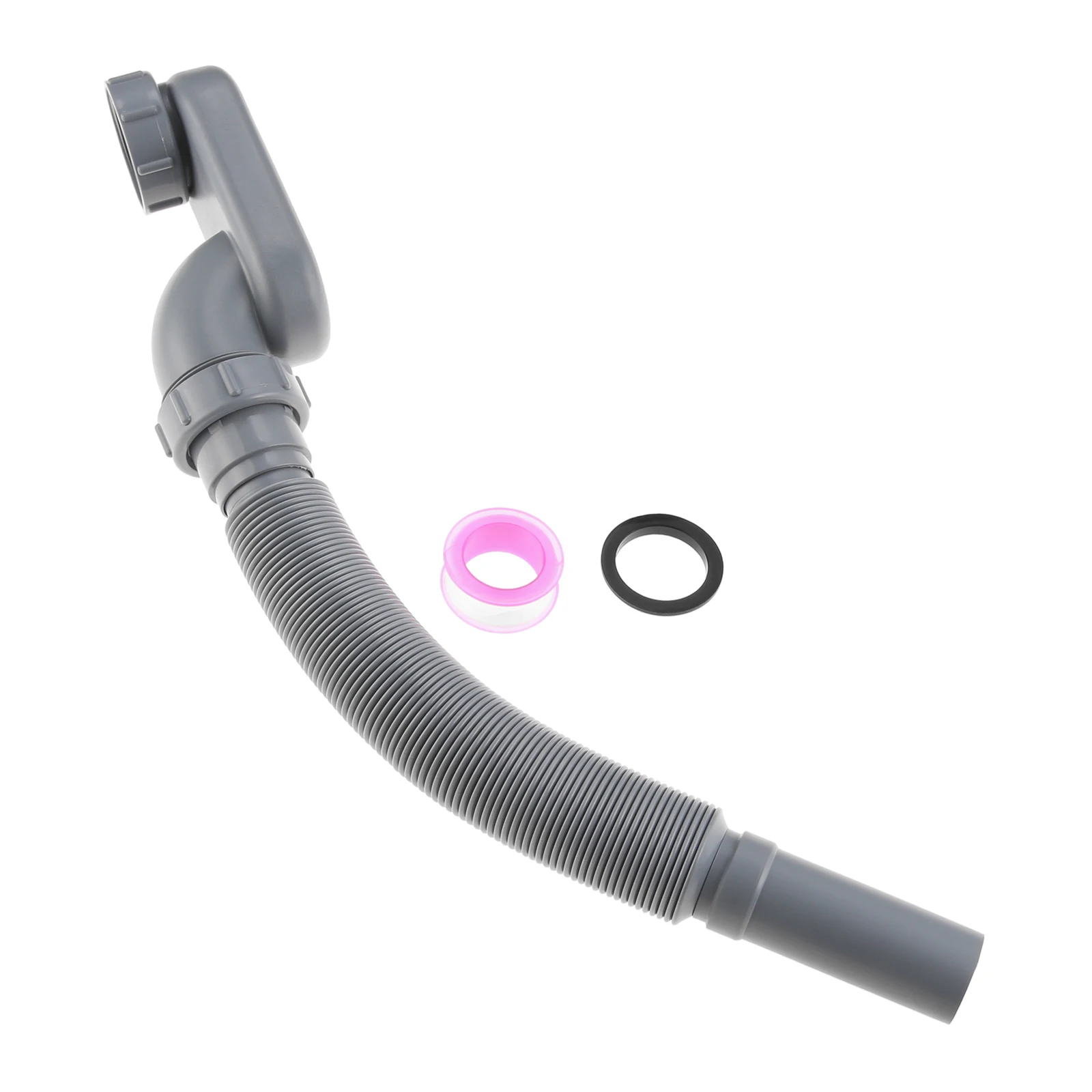 1Set Flexible Bathtub P-trap Pipe With Sealing Tape Designed For Freestanding And RV Bathtubs ABS Deodorizing Insect-proof