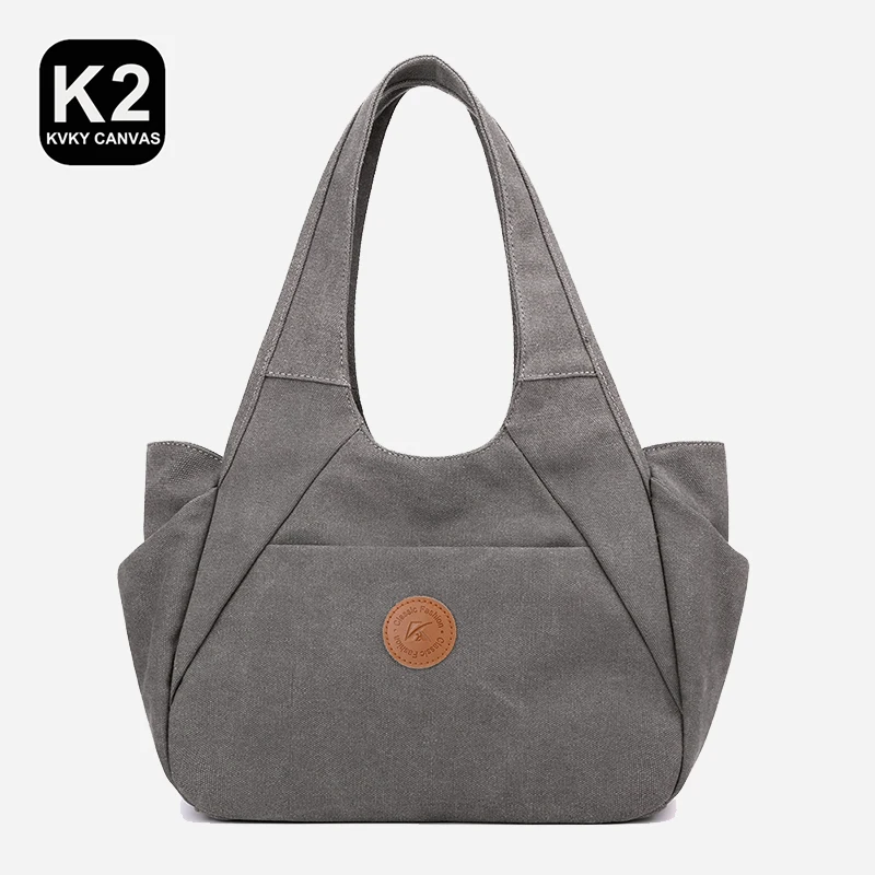 KVKY Fashion Canvas Women\'s Bag Simple Casual Small Shoulder Bag for Lady Outgoing Solid Female Bags Light Weight Canvas Handbag