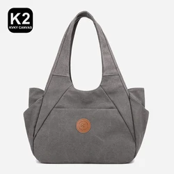 KVKY Fashion Canvas Women's Bag Simple Casual Small Shoulder Bag for Lady Outgoing Solid Female Bags Light Weight Canvas Handbag