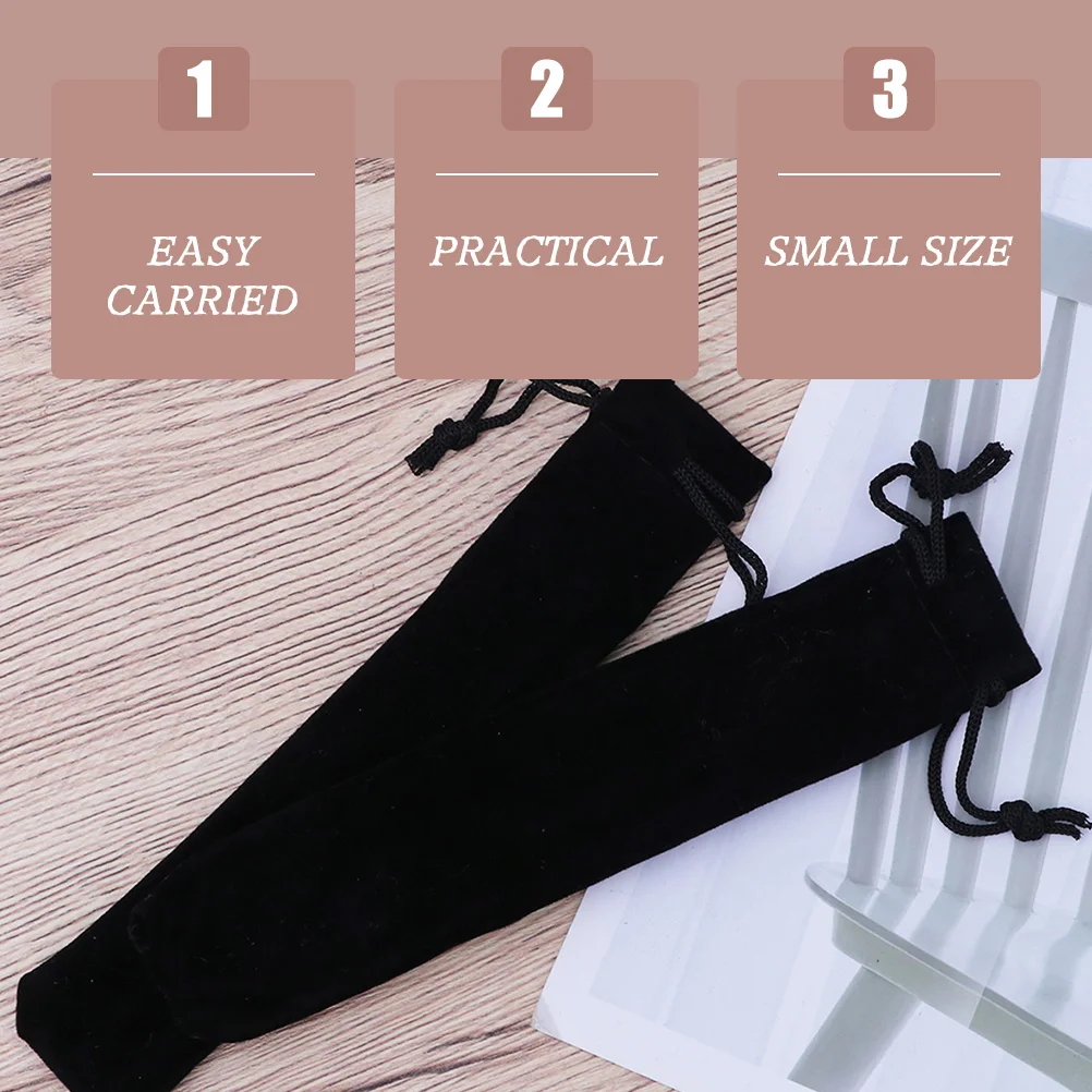 

100Pcs Velvets Drawstring Pen Bags Black Portable Small Pencil Cases Lightweight Pen Holders Pencil Organizer School Supplies