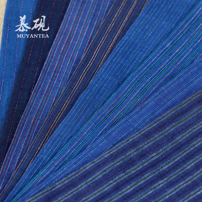 Mu Yan Japanese-Style Handmade Homespun Fabric, Indigo-Dyed Plant-Dyed Old Cloth , Pure Cotton Hand-Twisted Coarse Linen Tea