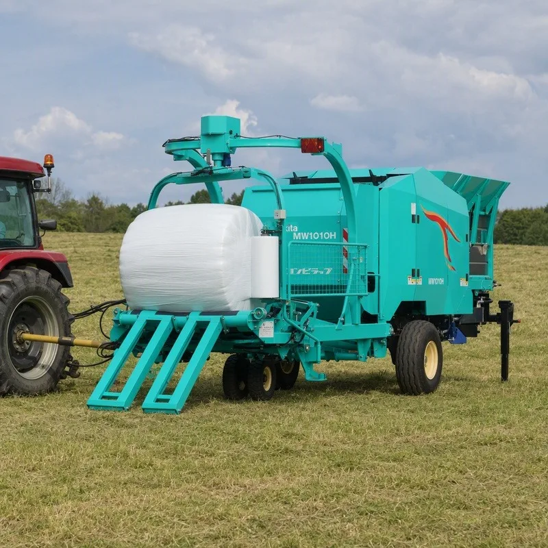 Trailed PTO Driven Round Baler And Wrapper Combination Machine Silage Hay Harvest Baling Equipment For Farm Use