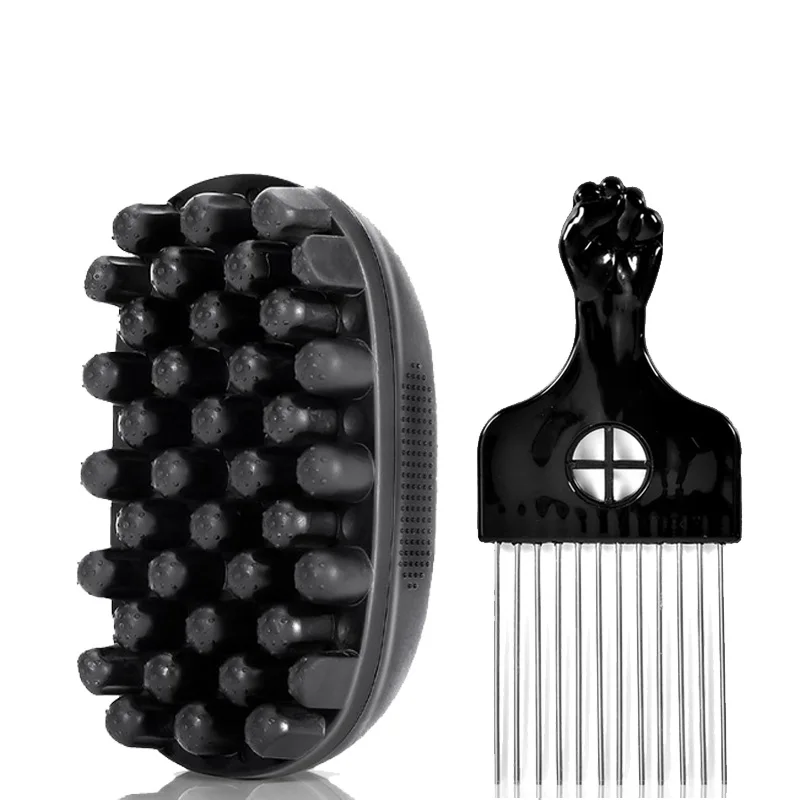 2Pcs Hair Styling Set Wave Twist Sponge Brush & Afro Pick Comb For Men Women Dreadlock Coily Curly Hair DIY Braid Styling Tool