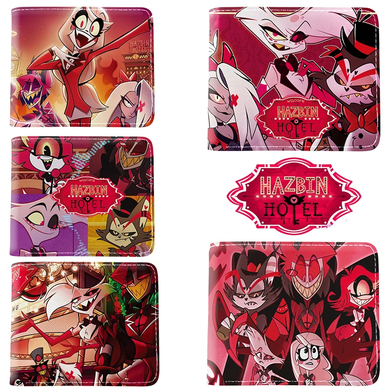 Hazbin Hotel Cartoon Children Short Wallet Portable Anime Printed Pu Purse Bag Card Holder Bus Credit Card Coin Storage Bag Gift