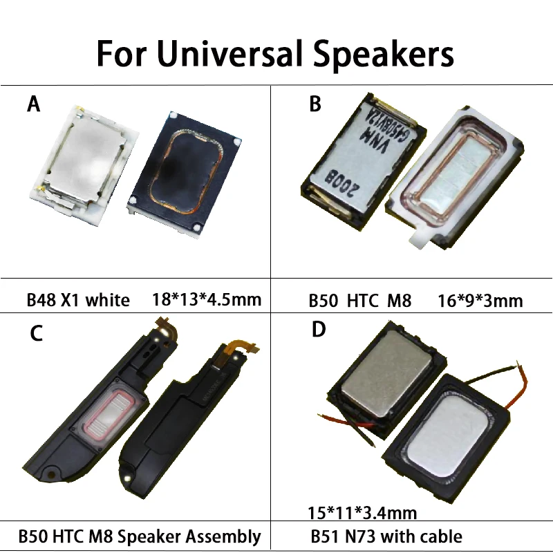 YUXI 1Piece For Speaker Universal B48 X1 White/B50 HTC M8/B51 N73 With Cable/B50 HTC M8 Speaker Assembly Speaker Ringing Externa