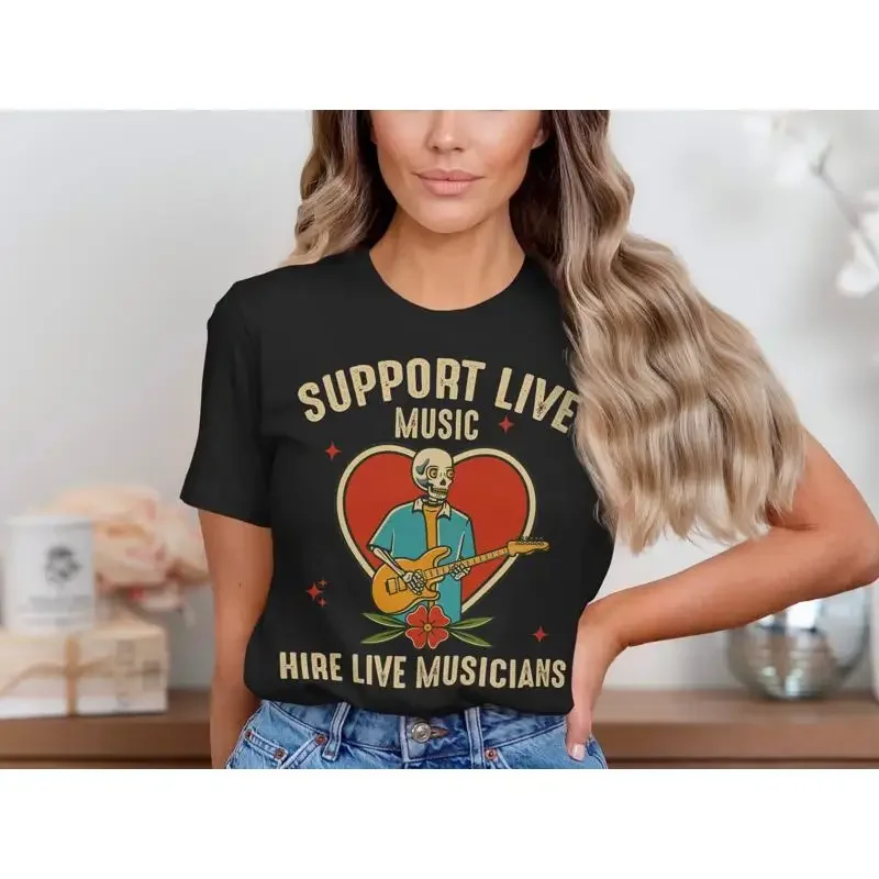 Support Live Music T Shirt Hire Musicians Local Bands Concert Festival Lover