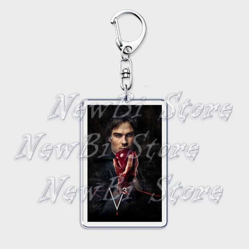 TVD The Vampire Diaries Keychain for Accessories Bag Damon Stefan Salvatore Elena Gilbert Key Chain Keyring Jewelry Fans Gifts