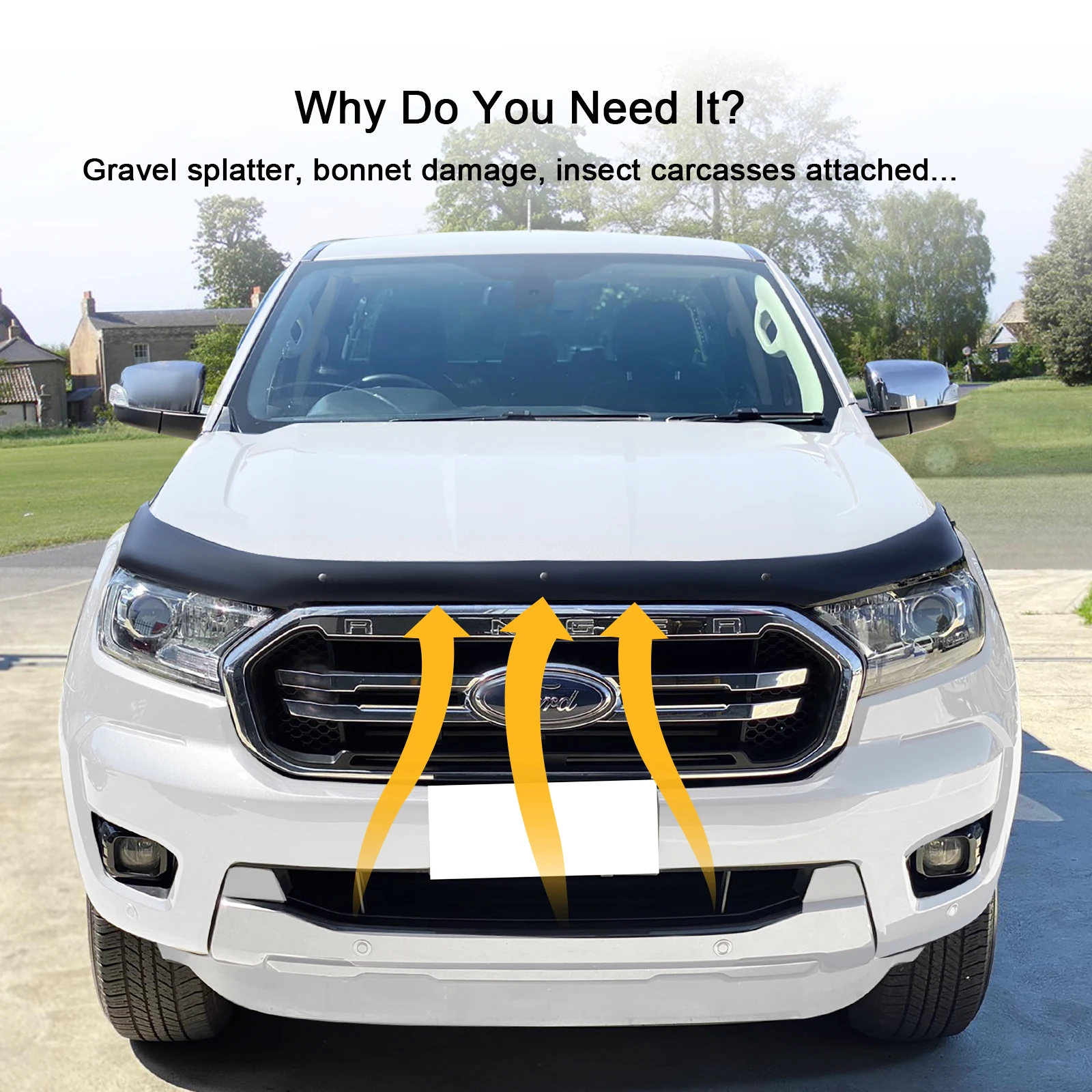 سيارة الجبهة علة درع هود منحرف بونيه الحرس لفورد رينجر T7 T8 2015-2022 PX2 PX3 Wildtrak XLT XLS XL SPORT #6