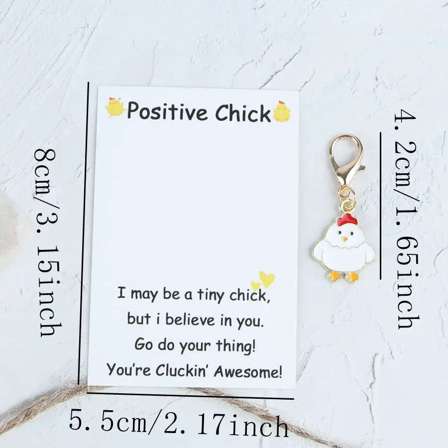 1pc / 2pcs Cute Chicken Keychain, comes with a heartwarming motivational card – perfect as a gift for friends and family.