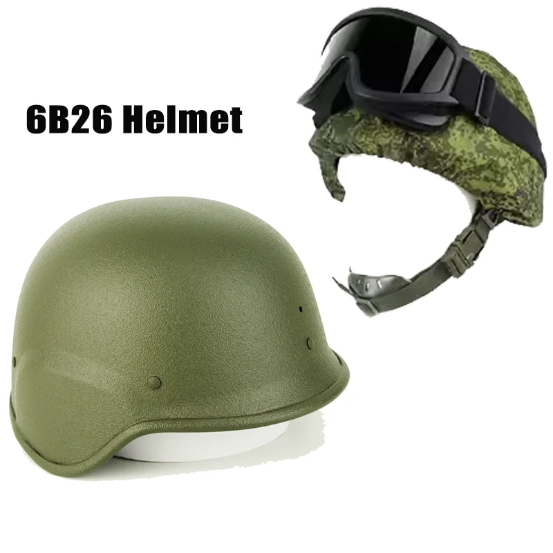 Russian 6B26 Steel Tactical Helmet   Helmet With EMR Cover and HAWK / TRACK Goggles Protective Helmet